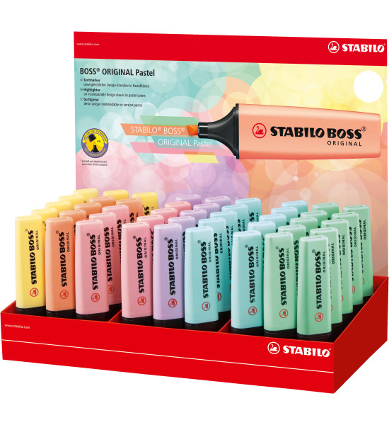 Resaltador, Boss, Punta Biselada 2.0-5.0 mm, Colores Pastel, Exh x 45 Unds. 6 Colores Surtidos.